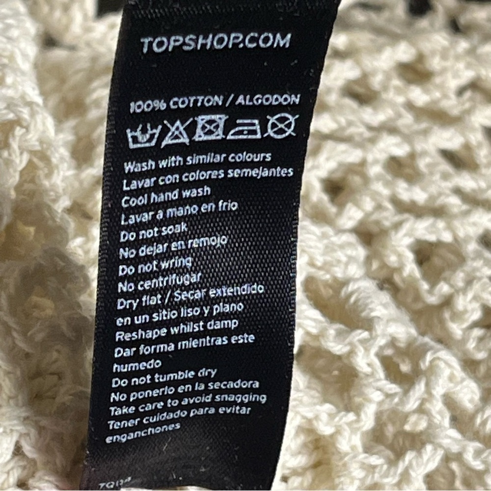 Topshop Cream Crochet Openwork Kimono Boho Cardigan (Size 4 / UK 8) - Picture 7 of 9